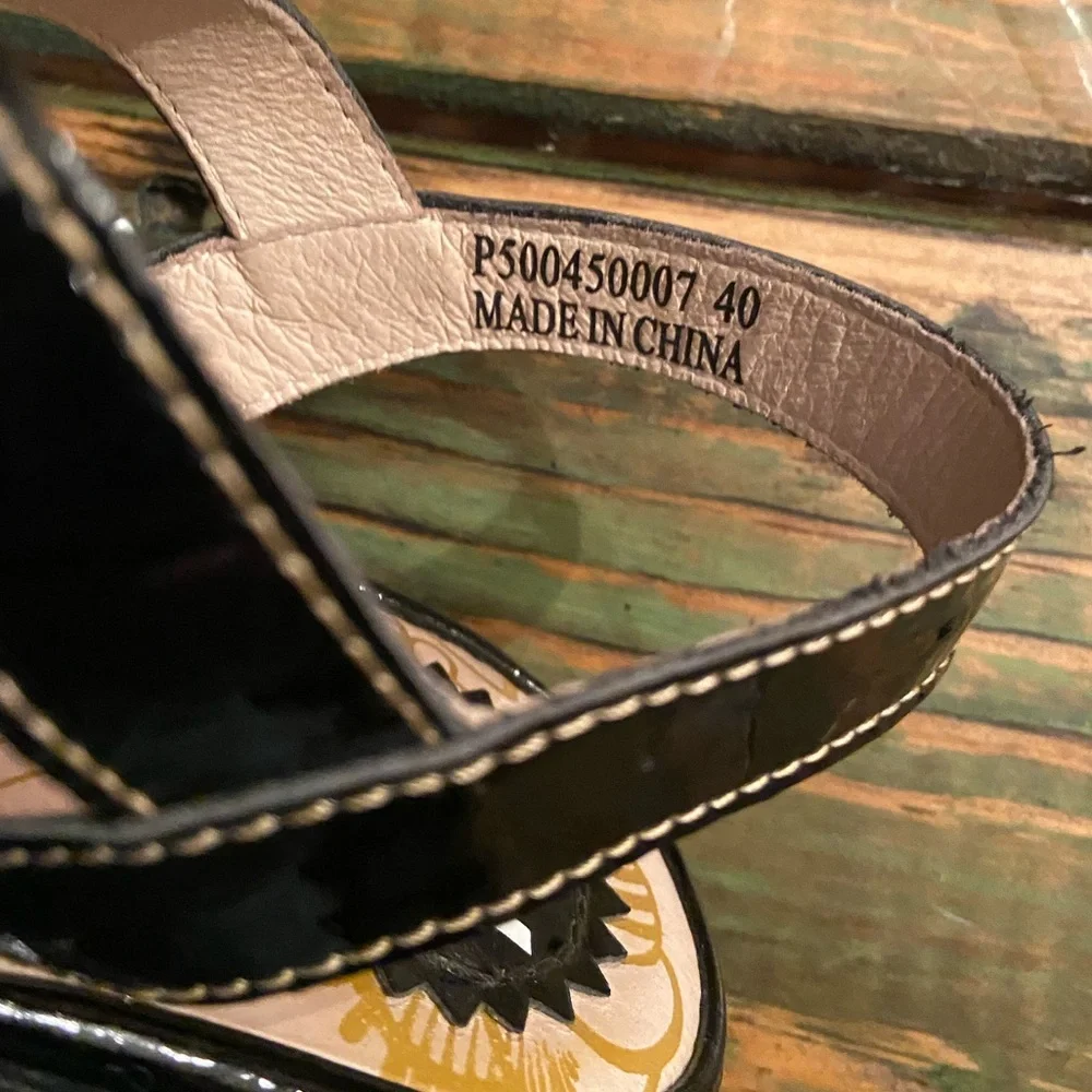 FLY London Multi-strap Lace Up Wedge Black Patent Yito Sandals - Picture 4 of 11